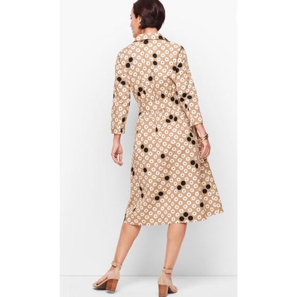NWOT TALBOTS FLORAL DOT POPLIN SHIRTDRESS Size 12 P Coastal Preppy - Picture 2 of 13